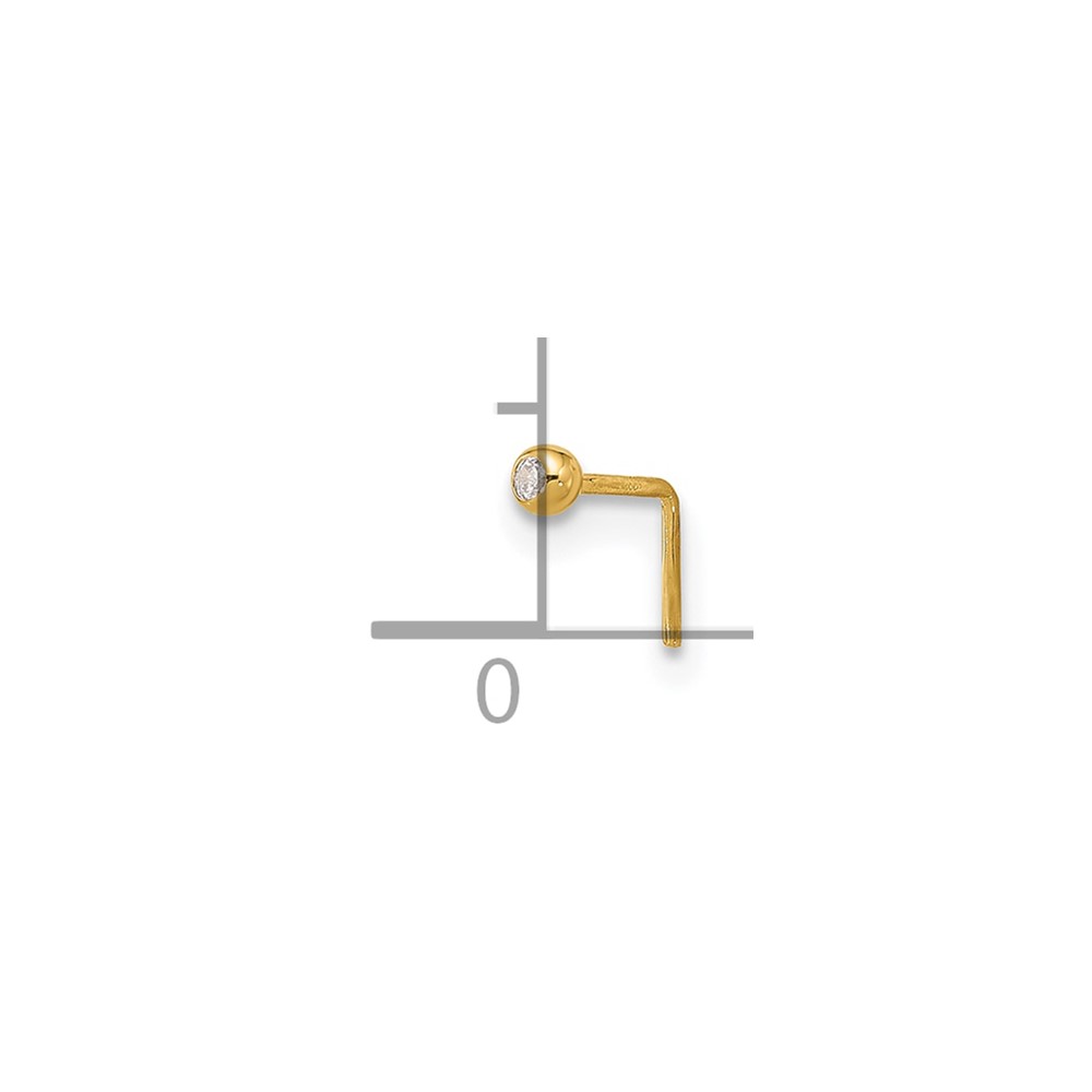 14k 23 Gauge 2.2mm CZ Nose Stud (BD106)