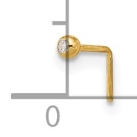 14K Yellow Gold 23 Gauge 2.2mm Round CZ Nose Stud view 4