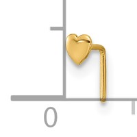 14K Yellow Gold 22 Gauge Polished Heart Nose Stud view 4