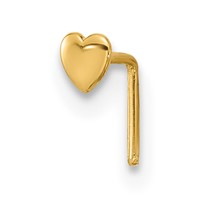 14K Yellow Gold 22 Gauge Polished Heart Nose Stud view 1