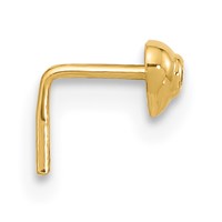 14K Yellow Gold 22 Gauge CZ Heart Nose Stud view 2