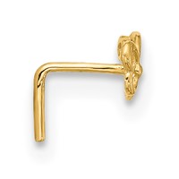 14K Yellow Gold 23 Gauge CZ Butterfly Nose Stud view 2