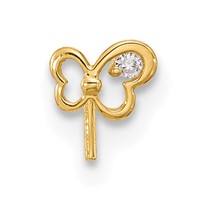 14K Yellow Gold 23 Gauge CZ Butterfly Nose Stud view 3