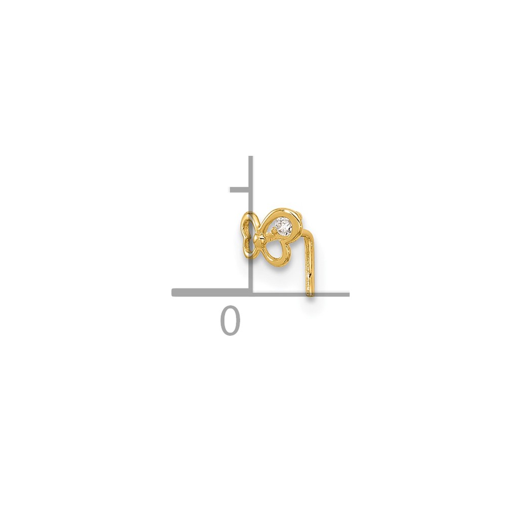 14k 23 Gauge CZ Butterfly Nose Stud (BD110)