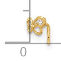 14K Yellow Gold 23 Gauge CZ Butterfly Nose Stud view 4