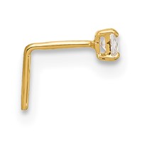 14K Yellow Gold 22 Gauge 2.5mm Square CZ Nose Stud view 2