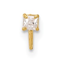14K Yellow Gold 22 Gauge 2.5mm Square CZ Nose Stud view 3