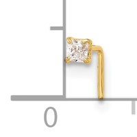14K Yellow Gold 22 Gauge 2.5mm Square CZ Nose Stud view 4