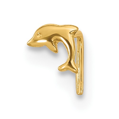 14K Yellow Gold 23 Gauge Dolphin Nose Ring