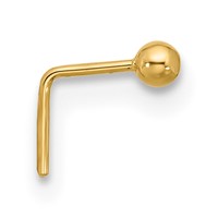 14K Yellow Gold 22 Gauge Polished 2mm Ball Nose Stud view 2