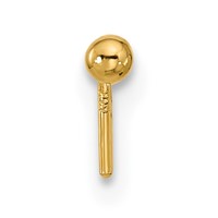 14K Yellow Gold 22 Gauge Polished 2mm Ball Nose Stud view 3