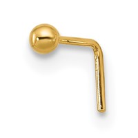 14K Yellow Gold 22 Gauge Polished 2mm Ball Nose Stud view 1