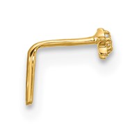 14K Yellow Gold 22 Gauge CZ 3-Star Nose Stud view 2