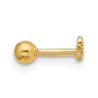 14K Yellow Gold 18 Gauge CZ Heart Labret Face Jewelry view 2