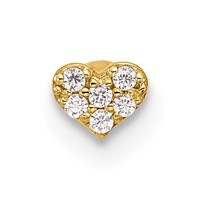 14K Yellow Gold 18 Gauge CZ Heart Labret Face Jewelry view 3