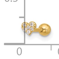 14K Yellow Gold 18 Gauge CZ Heart Labret Face Jewelry view 4