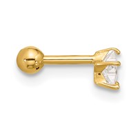 14K Yellow Gold 18 Gauge CZ Star Labret Face Jewelry view 2