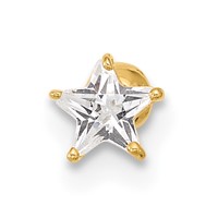 14K Yellow Gold 18 Gauge CZ Star Labret Face Jewelry view 3