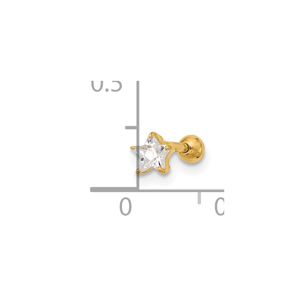 14k 18 Gauge CZ Star Labret/Face Jewelry (BD118)