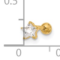 14K Yellow Gold 18 Gauge CZ Star Labret Face Jewelry view 4