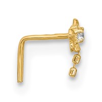 14K Yellow Gold 22 Gauge CZ Butterfly Nose Stud view 2
