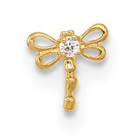 14K Yellow Gold 22 Gauge CZ Butterfly Nose Stud view 3