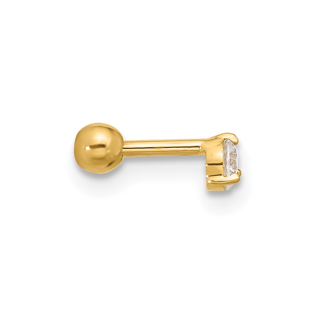 14k 18 Gauge 3mm CZ Labret/Face Jewelry (BD122)