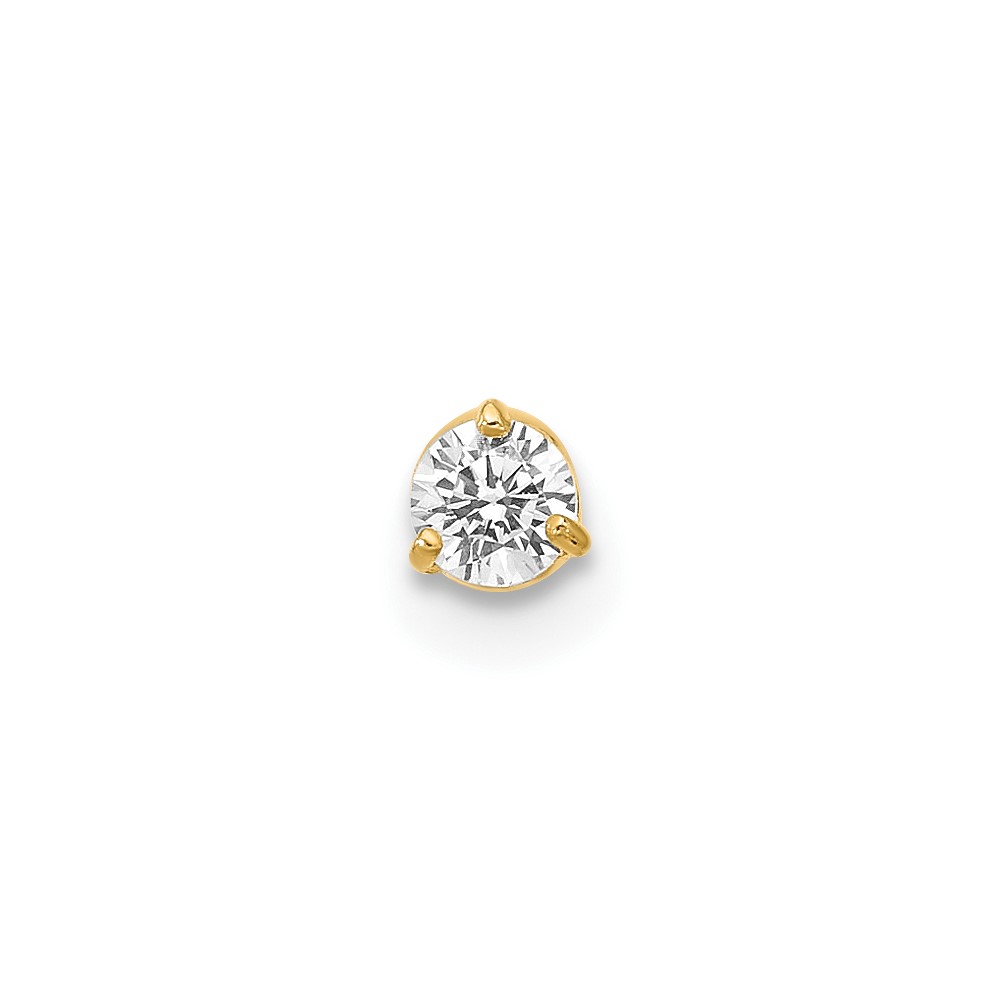 14k 18 Gauge 3mm CZ Labret/Face Jewelry (BD122)