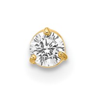 14K Yellow Gold 18 Gauge 3mm Round CZ Labret Face Jewelry view 3