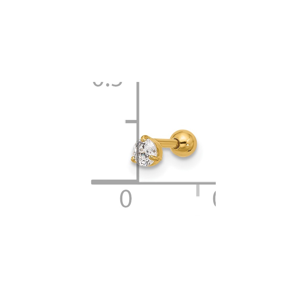 14k 18 Gauge 3mm CZ Labret/Face Jewelry (BD122)