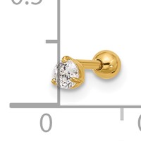14K Yellow Gold 18 Gauge 3mm Round CZ Labret Face Jewelry view 4