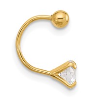 14K Yellow Gold 20 Gauge 5mm CZ Eyebrow Jewelry view 2