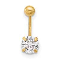 14K Yellow Gold 20 Gauge 5mm CZ Eyebrow Jewelry view 3