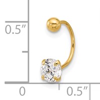 14K Yellow Gold 20 Gauge 5mm CZ Eyebrow Jewelry view 4