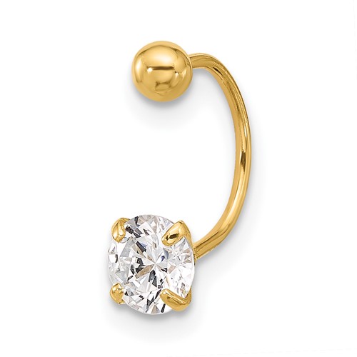 14K 20 Gauge 5mm CZ Eyebrow Jewelry