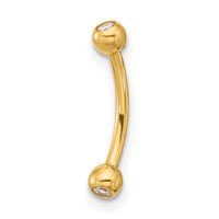 14K 16 Gauge CZ Eyebrow Jewelry view 1