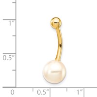 14K Yellow Gold 14 Gauge 8mm Freshwater Cultured Pearl Belly Ring view 4