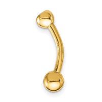 14K Yellow Gold 14 Gauge Polished CZ Belly Ring view 2