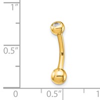 14K Yellow Gold 14 Gauge Polished CZ Belly Ring view 4