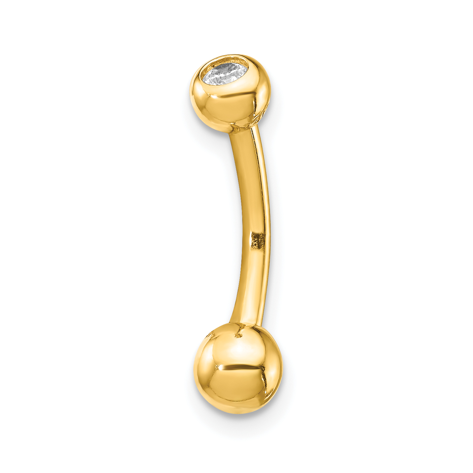 14k 14 Gauge Polished CZ Belly Ring (BD129)