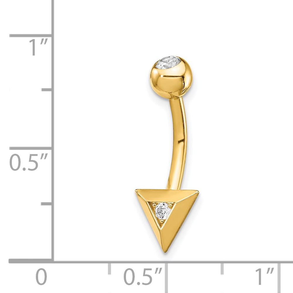 14k 14 Gauge Triangle CZ Belly Ring (BD130)