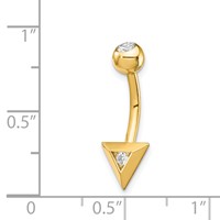 14K 14 Gauge Triangle CZ Belly Ring view 4