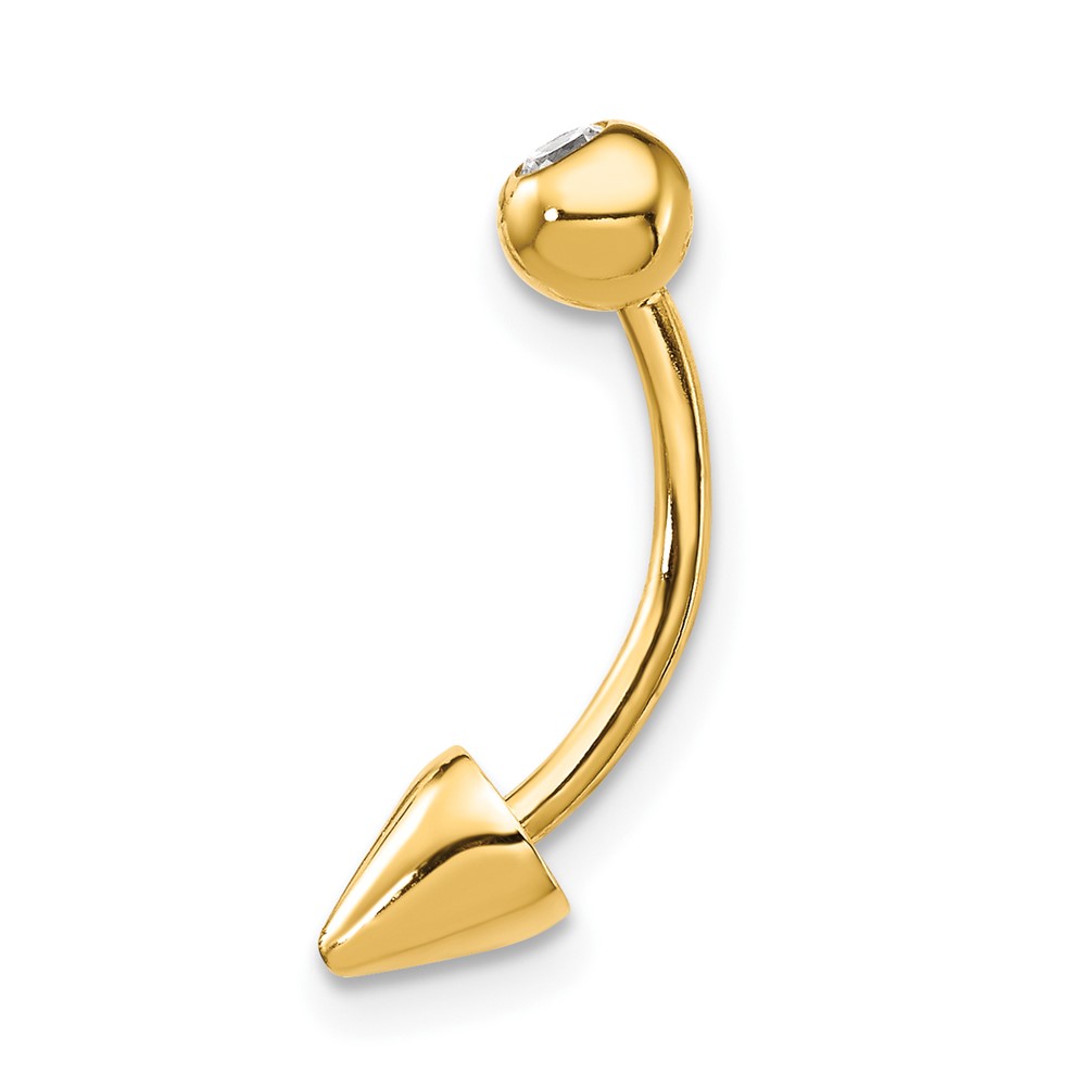 14k 16 Gauge CZ Cone Belly Ring (BD131)