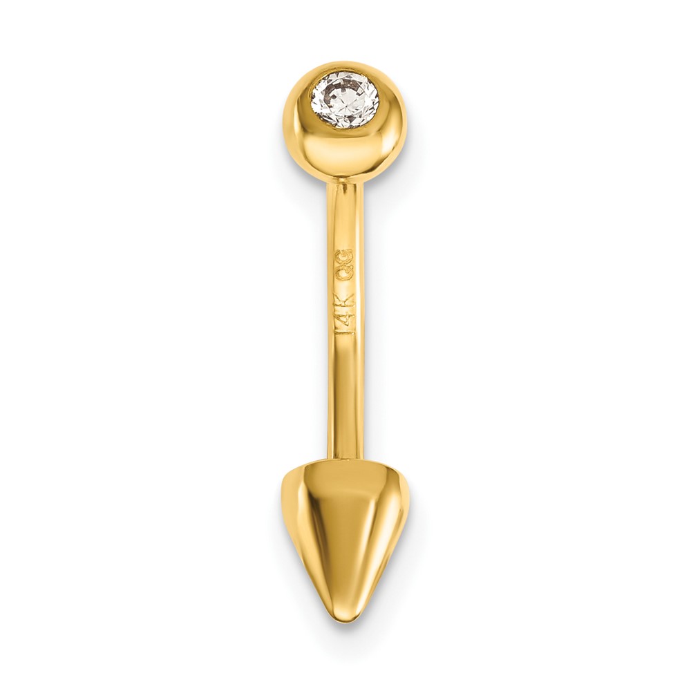 14k 16 Gauge CZ Cone Belly Ring (BD131)