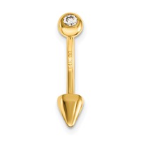 14K 16 Gauge CZ Cone Belly Ring view 3