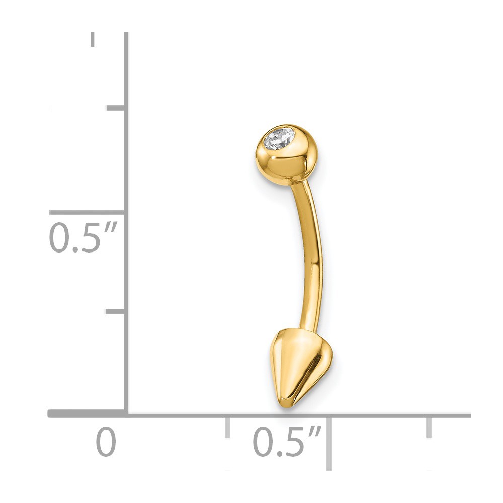 14k 16 Gauge CZ Cone Belly Ring (BD131)