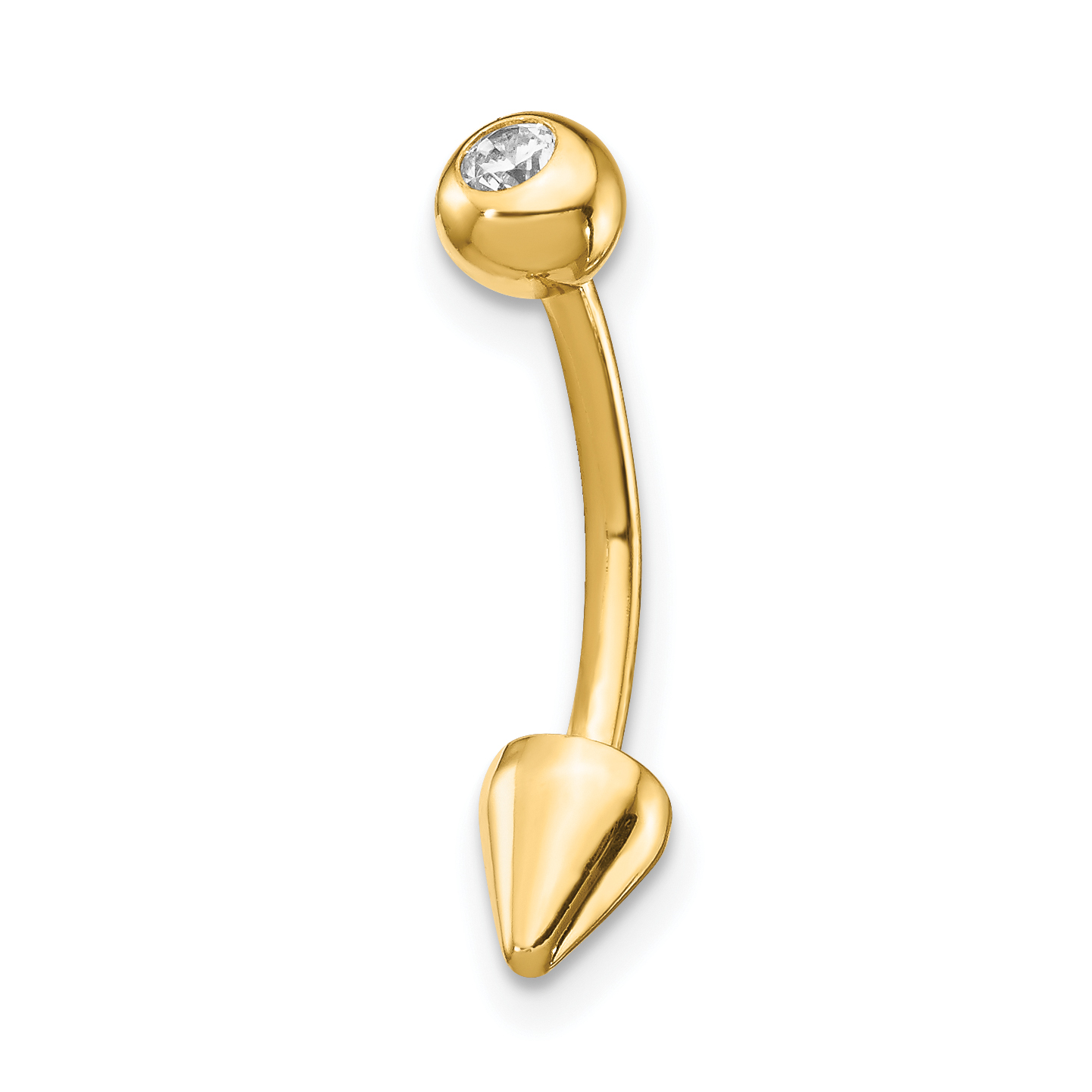 14k 16 Gauge CZ Cone Belly Ring (BD131)