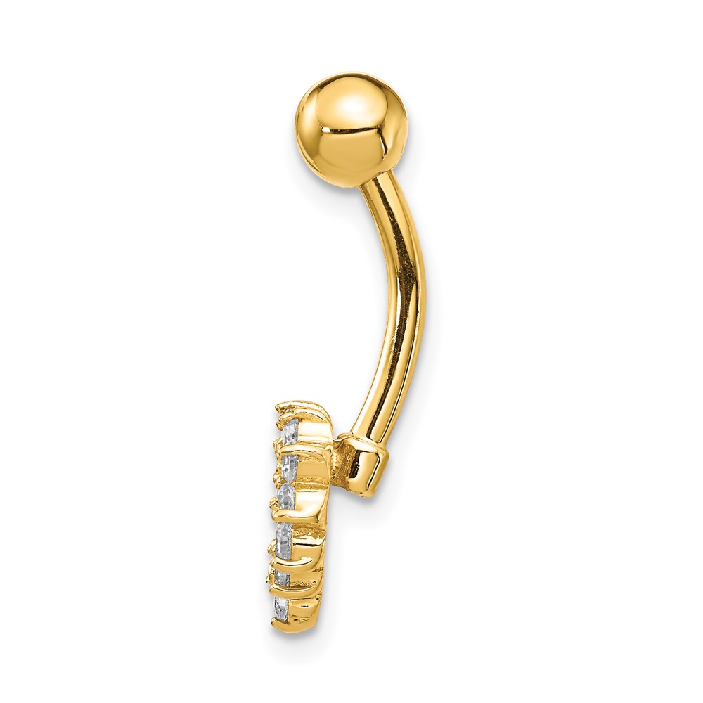 14k 14 Gauge CZ Heart Belly Ring (BD136)