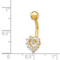 14K 14 Gauge CZ Heart Belly Ring view 4