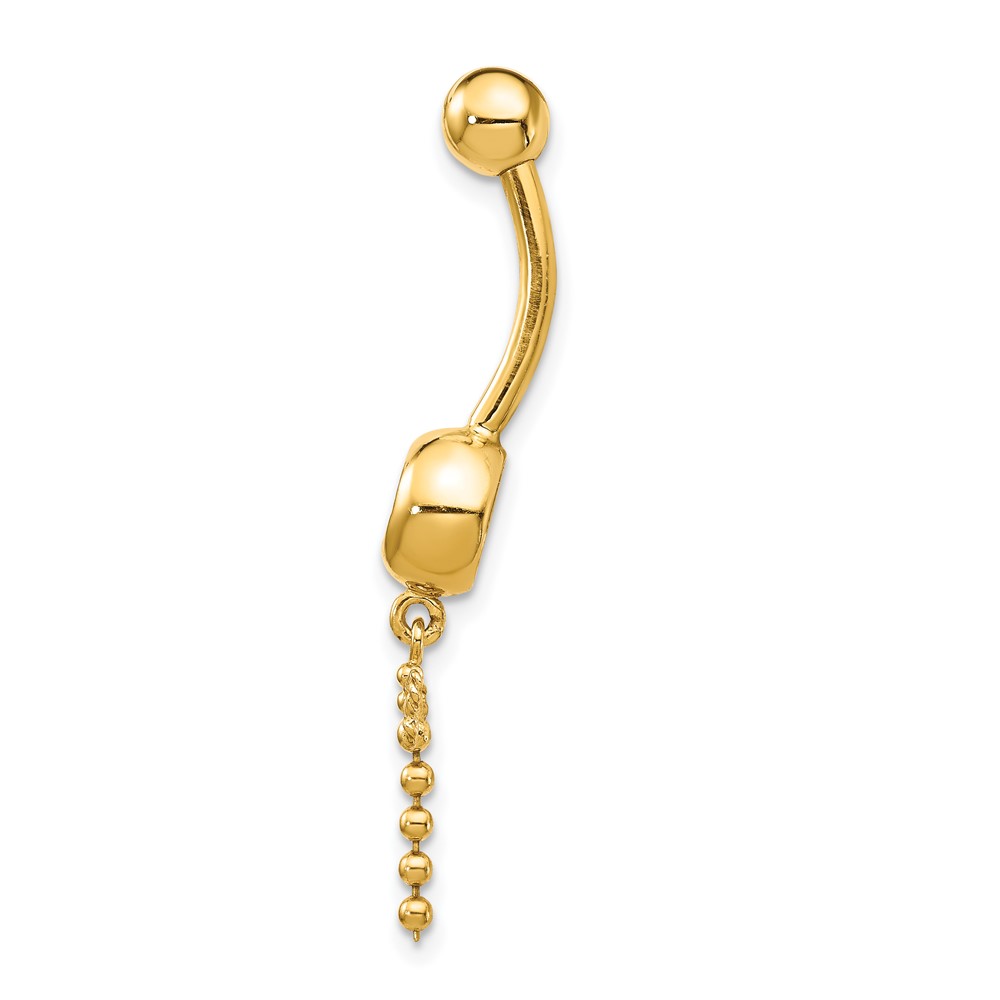 14k 14 Gauge CZ Dragonfly Dangle Belly Ring (BD141)